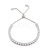 Brass Pave Clear Cubic Zirconia Flat Round Box Chain Slider Bracelets BJEW-YWC0002-12B-P-1