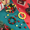200Pcs 8 Styles Christmas Theme Wooden Beads WOOD-PA0001-09-4