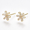 Brass Cubic Zirconia Stud Earrings KK-S348-364G-1