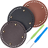 3Pcs 3 Colors Flat Round PU Leather Knitting Crochet Bags Nail Bottom Shaper Pad DIY-CL0002-14-1