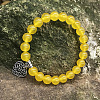 Natural Yellow Agate Round Beaded Stretch Bracelets DM7312-5-1