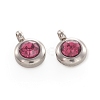 Trendy Original Color 304 Stainless Steel Grade A Rhinestone Flat Round Charm Pendants RB-M030-06B-1
