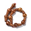Dyed Natural Fossil 3-Hole Guru Bead Strands G-K149-51A-2