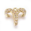 Golden Plated Brass Micro Pave Cubic Zirconia Charms ZIRC-L075-51K-1