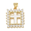 Religion Cross Brass Micro Pave Clear Cubic Zirconia Pendants CU-CBA83A6-03G-G02-1