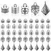 50Pcs 5 Style Tibetan Style Alloy Cord Ends TIBEP-PH0001-25-1