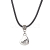 Heart with Word Mom Alloy Pendant Necklace with Imitation Leather Cords NJEW-JN04494-1