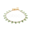 Acrylic Leaf Charm Anklets with Imitation Pearl Beaded for Women AJEW-AN00523-1