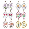 6 Pair 6 Style Acrylic Flower Dangle Stud Earrings EJEW-JE05471-1