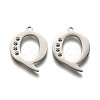 Tarnish Resistant 304 Stainless Steel Letter Pendant Rhinestone Settings STAS-Y006-61P-Q-1