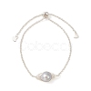 Natural Pearl Link Slider Bracelet BJEW-JB09449-02-2