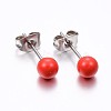 Tarnish Resistant 304 Stainless Steel Spray Painted Stud Earrings EJEW-H353-07-C-1