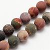 Matte Natural Polychrome Jasper/Picasso Stone/Picasso Jasper Beads Strands G-K113-03-4mm-3