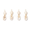 4Pcs 4 Styles Natural Cowrie Shell & Dyed Synthetic Turquoise Turtle Copper Wire Wrapped Pendants PALLOY-JF04035-02-1