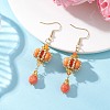 Lantern 304 Stainless Steel Synthetic Imperial Jasper Dangle Earrings EJEW-MZ00609-04-2