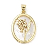 Rack Plating Brass Pave Shell Pendants KK-Z064-28G-06-1