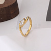304 Stainless Steel & Cubic Zirconia Finger Rings for Women WG54E70-01-3