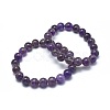 Natural Amethyst Bead Stretch Bracelets BJEW-K212-A-034-4