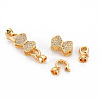 Brass Micro Pave Clear Cubic Zirconia Fold Over Clasps KK-S354-318-NF-3