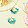 Synthetic Turquoise Chips Braided Hoop Earrings EJEW-JE04940-25-3