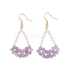 Natural Carnelian & Amethyst & Apatite Arch Dangle Earrings EJEW-TA00742-3