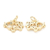 Brass Clear Cubic Zirconia Charms ZIRC-B010-22G-2