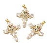 Rack Plating Brass Pave Cubic Zirconia Pendants KK-O142-53G-1