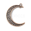 Tibetan Style Alloy Hollow Moon  2-Loop Link Pendants TIBEP-5312-R-FF-1