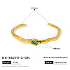 304 Stainless Steel Micro Pave Green Cubic Zirconia Cuff Bangles for Women WG3B407-04-1