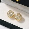 Brass Micro Pave Clear Cubic Zirconia Stud Earrings EJEW-Q015-10G-2