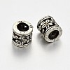 Tibetan Style Alloy Hollow Column with Flower Large Hole European Beads X-PALLOY-E381-03AS-NR-2