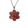 Synthetic Watermelon Stone Glass Flower Pendant Necklaces FO7861-12-1