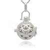Silver Color Plated Brass Hollow Round Cage Pendants KK-J216-09S-1