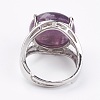 Adjustable Natural Amethyst Finger Rings RJEW-F075-01H-3