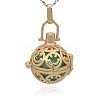 Golden Tone Brass Hollow Round Cage Pendants KK-J216-16G-1