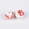 Floral Printed Porcelain Beads CF188Y-2