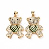 Brass Micro Pave Clear Cubic Zirconia Pendants ZIRC-F135-26G-01-2