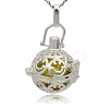 Silver Color Plated Brass Hollow Round Cage Pendants KK-J216-08S-1
