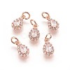 Brass Cubic Zirconia Charms KK-E772-14B-RG-2