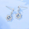 Brass Micro Pave Cubic Zirconia Stud Dangle Earrings for Women WGC617F-01-2