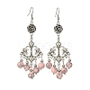 Dyed Synthetic Turquoise Beaded Drop Earrings EJEW-JE05385-03-1