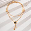 Vintage Classic Elegant Brass Pave Natural Black Onyx(Dyed & Heated) Fashion European Flower Lariat Necklaces YP1848-4-1