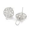 Hollow Flower Brass Micro Pave Cubic Zirconia Stud Earrings Finding KK-E083-09P-2