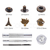 18 Sets Eiffel Tower & Tree & Mushroom Brass Leather Snap Buttons Fastener Kits SNAP-YW0001-07AB-2