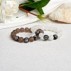 Natural Grey Agate Round Beaded Stretch Bracelet BJEW-SW00077-11-6