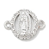 Rack Plating Brass Micro Pave Clear Cubic Zirconia Religion Virgin Mary Connector Charms KK-L224-094P-03-1