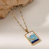 304 Stainless Steel Enamel Moon Tarot Card Pendant Dapped Chain Necklaces for Women WGFB52B-03-1