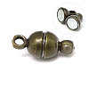 Round Brass Magnetic Clasps with Loops KK-D331-AB-NF-1