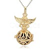 Golden Tone Brass Hollow Round Cage Pendants KK-J238-09G-1