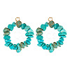 2Pcs Dyed Synthetic Turquoise Chip Beaded Pendants PALLOY-TAC0232-01-1